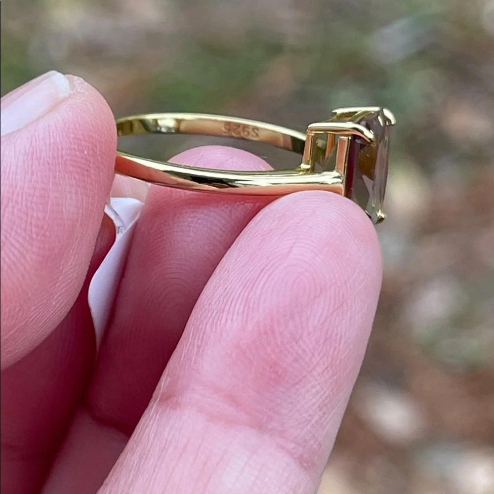 NWT Elegant Natural Ametrine 18k Gold Plated Ring over 925 Silver 10X8mm Size 8